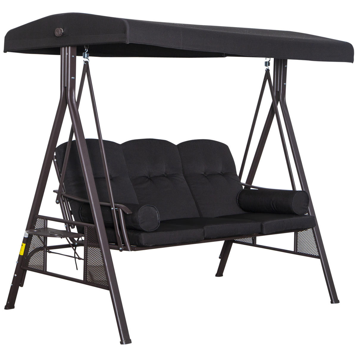 HOLLYWOODSCHAUKEL DE-07013 neigbares Dach, Metallrahmen Schwarz - Schwarz, Metall (206/183/116cm) - ComfortXL