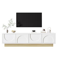 TV-SCHRANK 175cm Modern Weiß Holzmaserung Kurvendesign Stauraum - Weiß, Holz (39.37/21.08/56.9cm) - FLIEKS