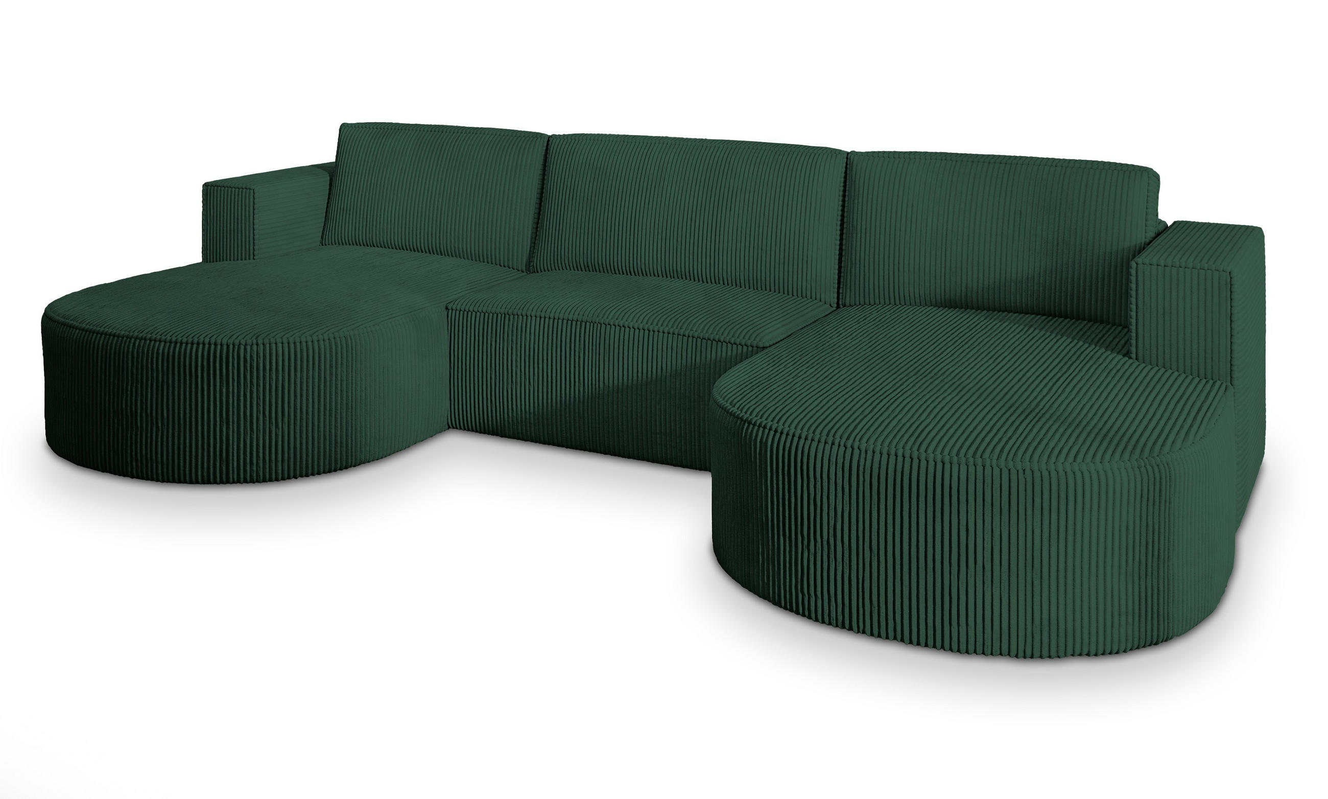 ROHOVÁ SEDAČKA VEZZO zelená barva - šedá/zelená barva, dřevo/textil (347/174cm) - MASSENO