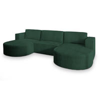 ROHOVÁ SEDAČKA VEZZO zelená barva - šedá/zelená barva, dřevo/textil (347/174cm) - MASSENO