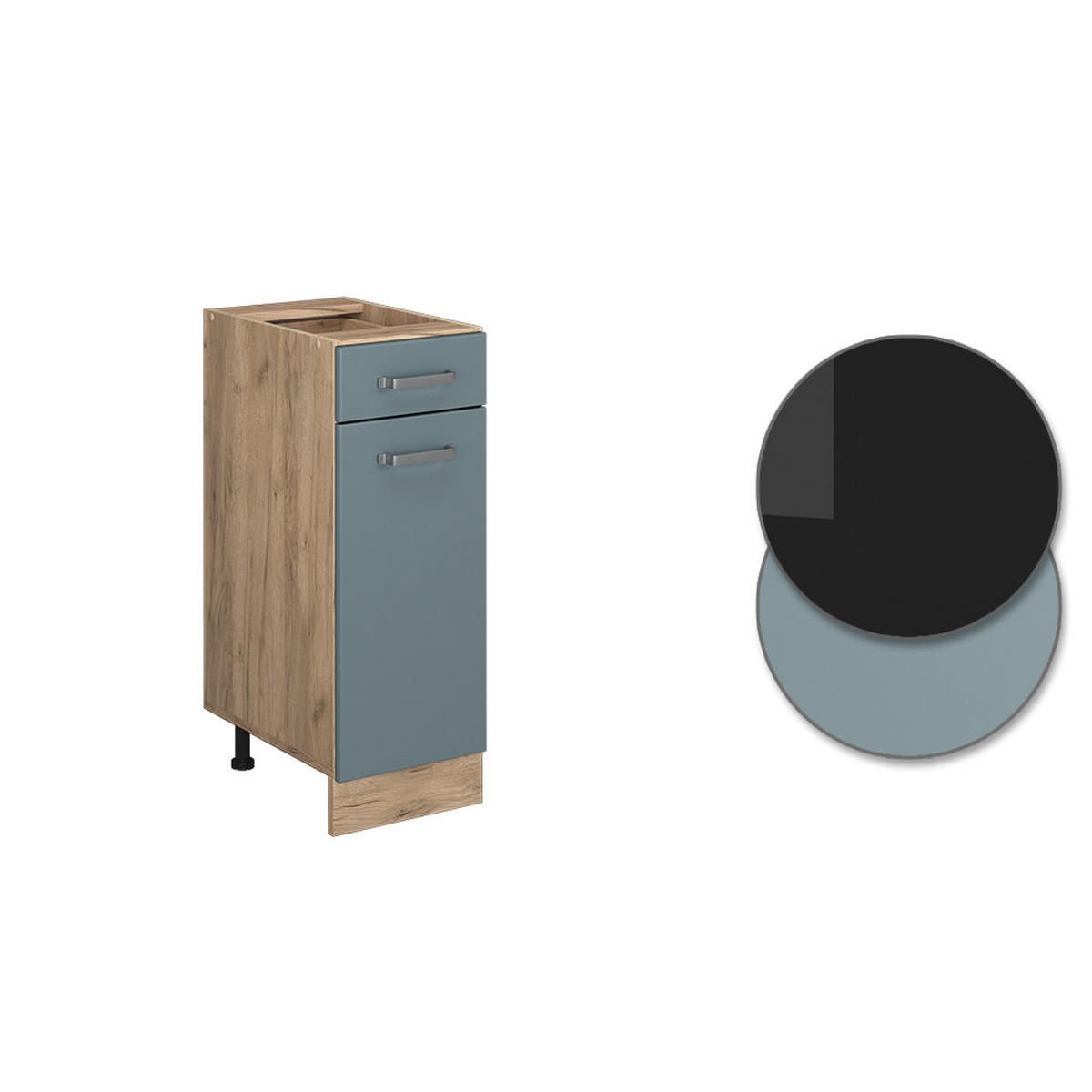 KÜCHENUNTERSCHRANK R-Line Blau-Grau 30 cm, AP Anthrazit - Honigeiche/Eiche Wotan, Holzwerkstoff (30/81.6/60cm) - Vicco