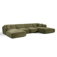 PANORAMA-SOFA LOMI Geprägter Samt Vintage-Grün 346cm - Dunkelgrün/Grün, Textil (346/76/166cm) - Premium Interiors