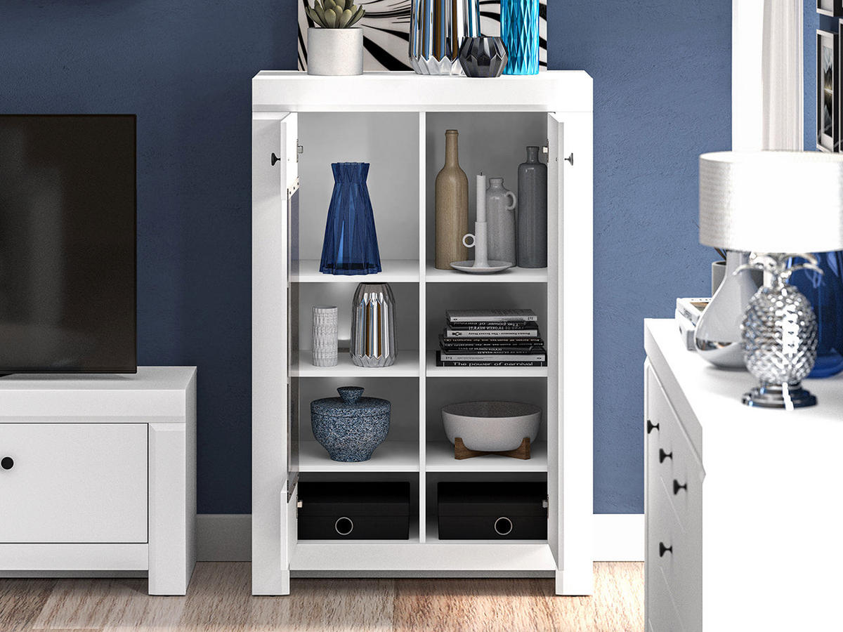 VITRINE – 92 cm – Lahti – Weiß - Weiß, Holzwerkstoff (92/140/42cm) - hi-markt