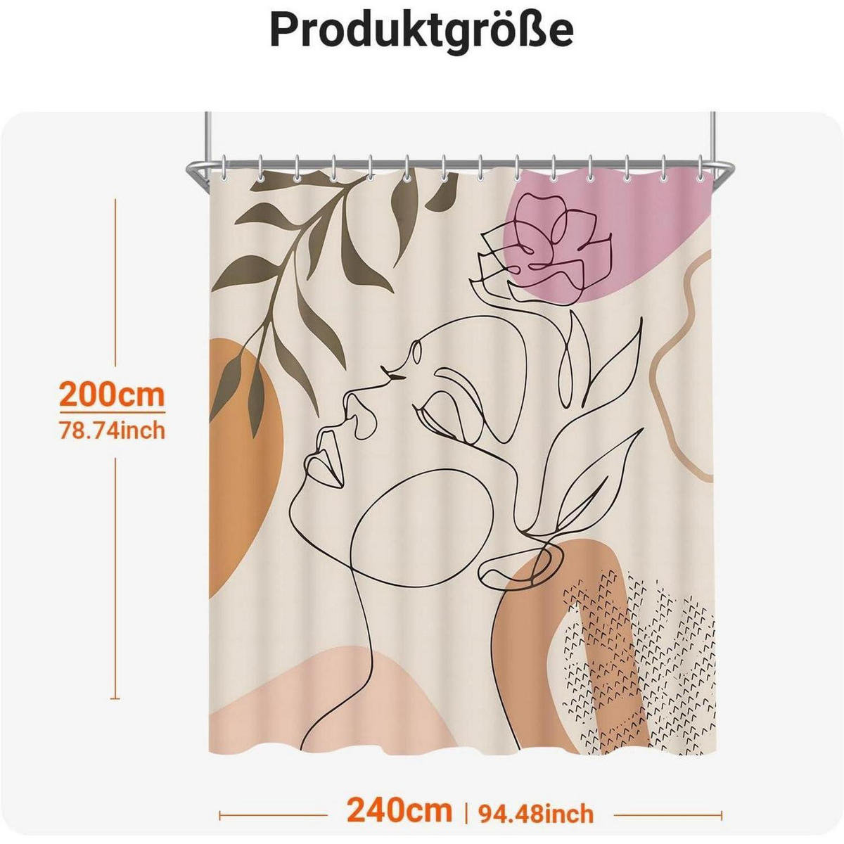 DUSCHVORHANG 240x200 cm mit Motiv "Eindrücke von Frauen" - Multicolor, Textil (240/200cm)