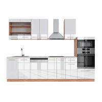 KÜCHENZEILE Fame-Line Weiß Hochglanz/Goldkraft Eiche 300 cm AP Marmor - Honigeiche/Weiß Hochglanz, Holzwerkstoff (300/81.6/60cm) - Vicco