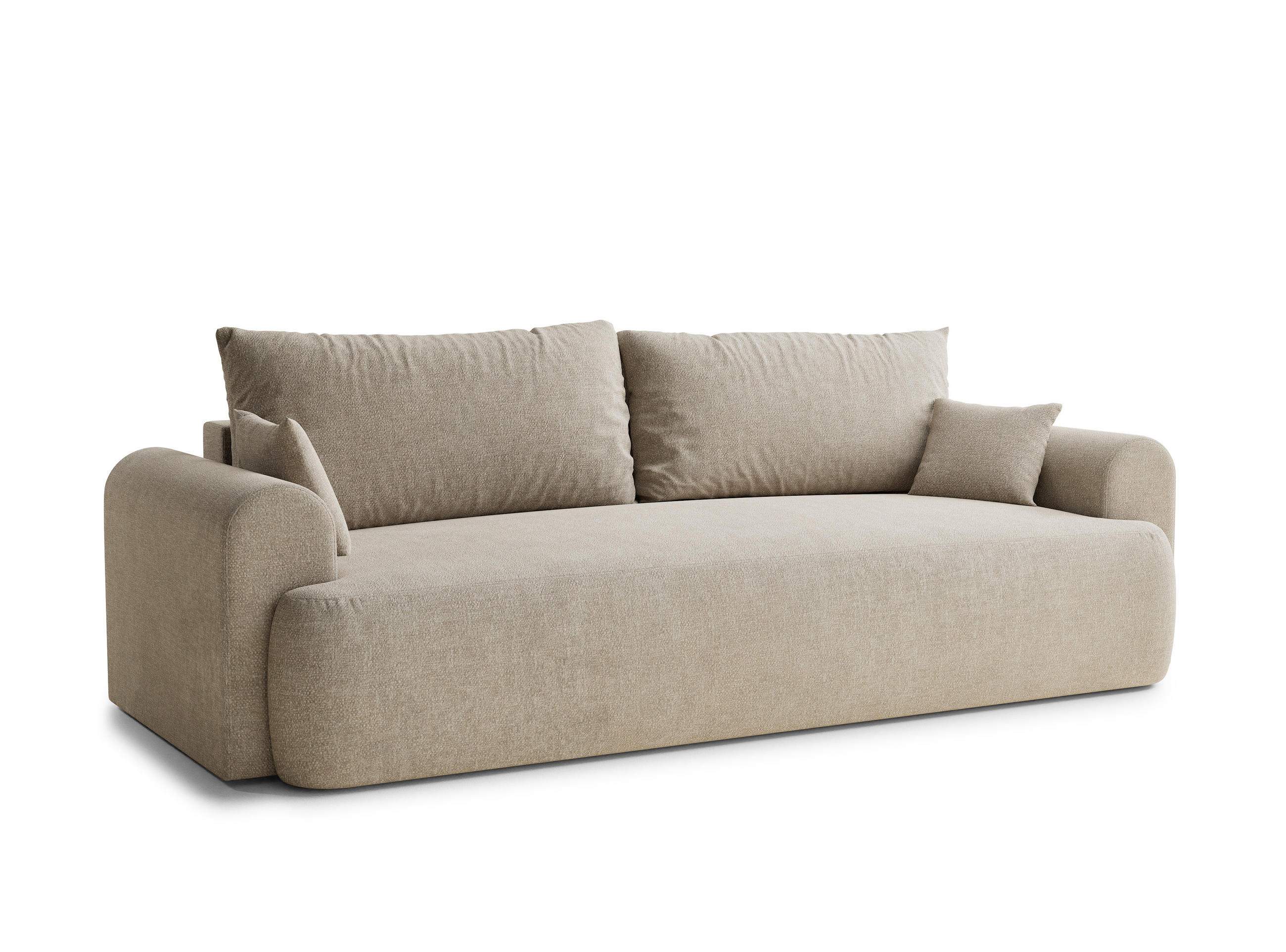 SOFA MIT SCHLAFFUNKTION Toluca Beige Chenille-Stoff - Beige/Schwarz, Holz/Holzwerkstoff (247/69/90cm) - Maison de Reve