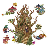 WANDAUFKLEBER 80x106cm - Feenwaldwesen - Multicolor, Kunststoff (80/106/0.1cm) - Wallfluent