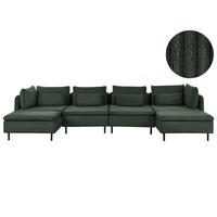MODULÁRNÍ POHOVKA 4-místná Tvar U Tmavě zelená Manšestr Egeris - zelená barva, textil (346/80/149cm) - Beliani