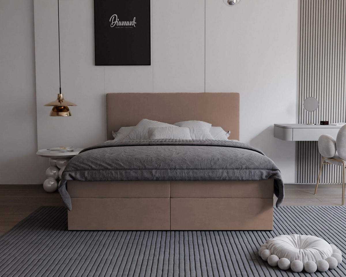 BOXBETT 160x200 cm mit Topper - Braun, Holzwerkstoff/Textil (160/200cm) - Idohome