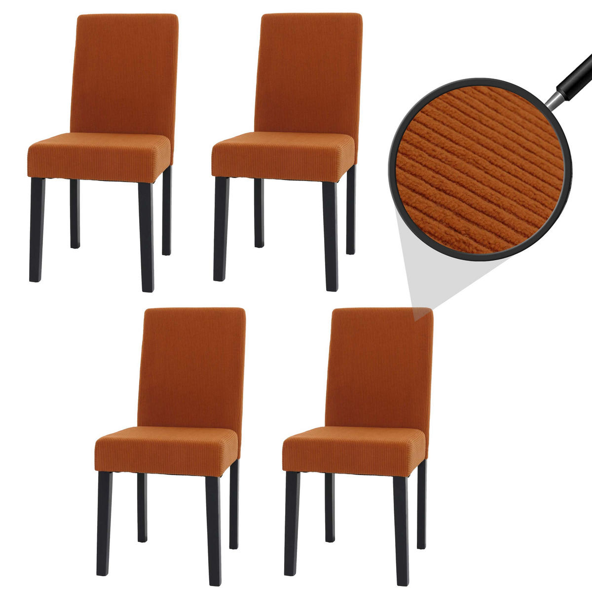 ESSZIMMERSTUHL Orange 4er-Set - Orange, Textil (42/90/50cm) - MCW