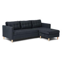 ECKSOFA Velours schwarz - Schwarz, Textil (219/151cm) - ebuy24