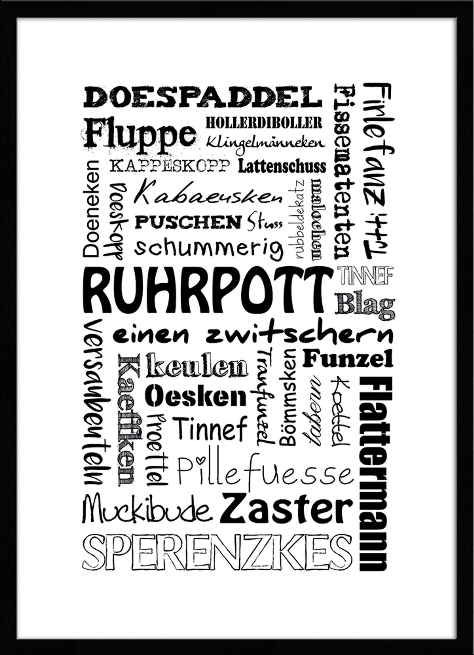 BILD mit Rahmen 51x71 cm Spruch Ruhrgebiet - Weiß, Holz (51/71cm) - artissimo