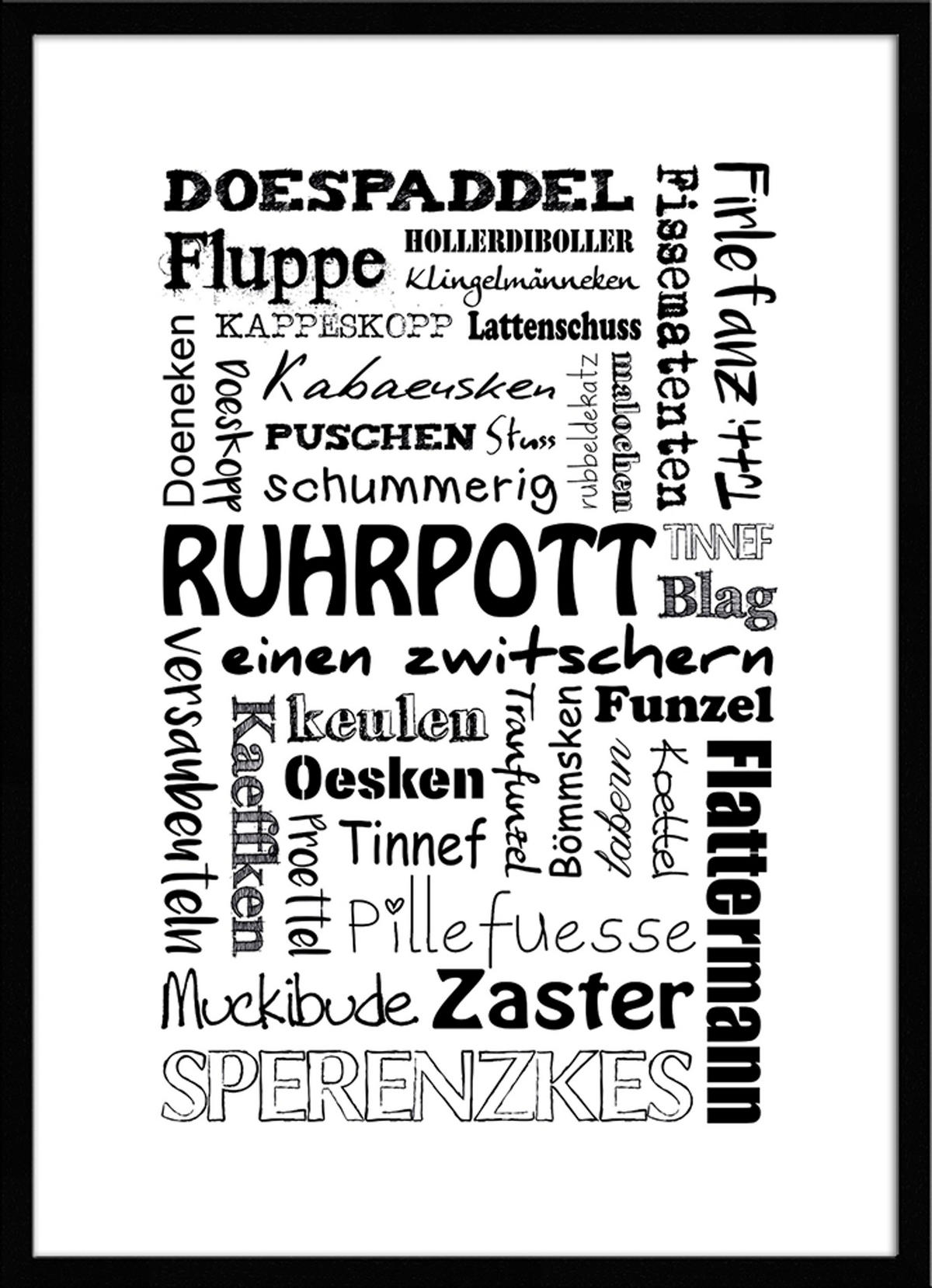 BILD mit Rahmen 51x71 cm Spruch Ruhrgebiet - Weiß, Holz (51/71cm) - artissimo