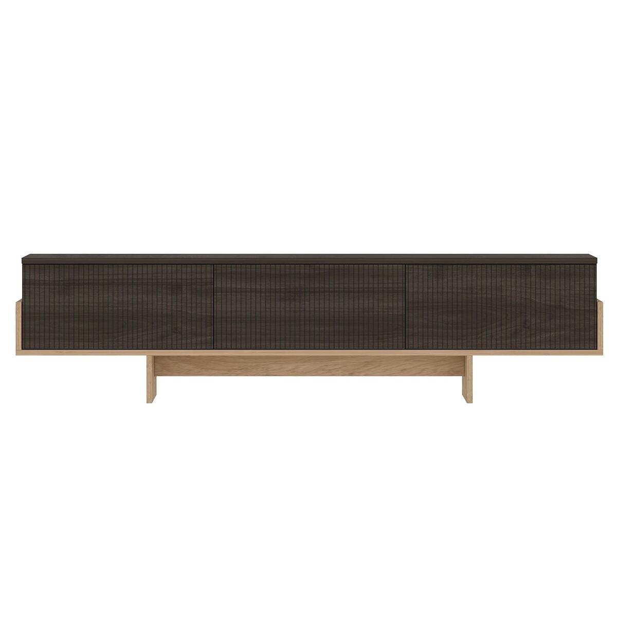 TV-MÖBEL mit 3 abklappbaren Türen gestreift 30/180/44,6 cm - Eichefarben, Holzwerkstoff (30/44.6/35cm) - Calicosy