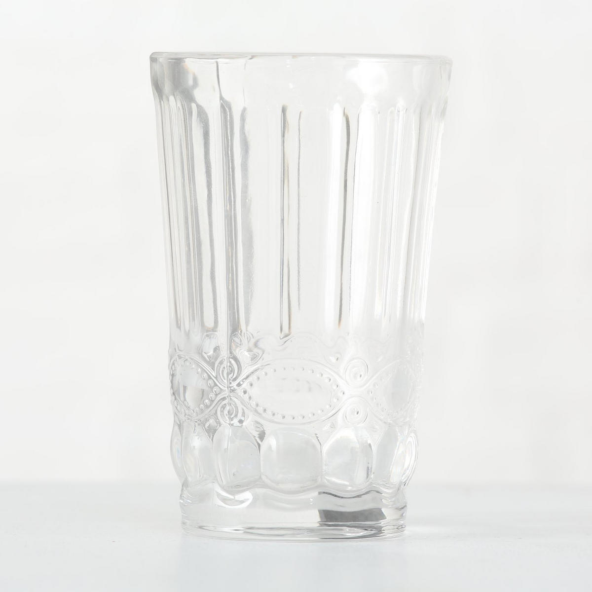GLAS mit Verzierung Aurora Muster 2 300 ml 8/8/13 cm - Transparent, Glas (0.3L) - Boltze Home
