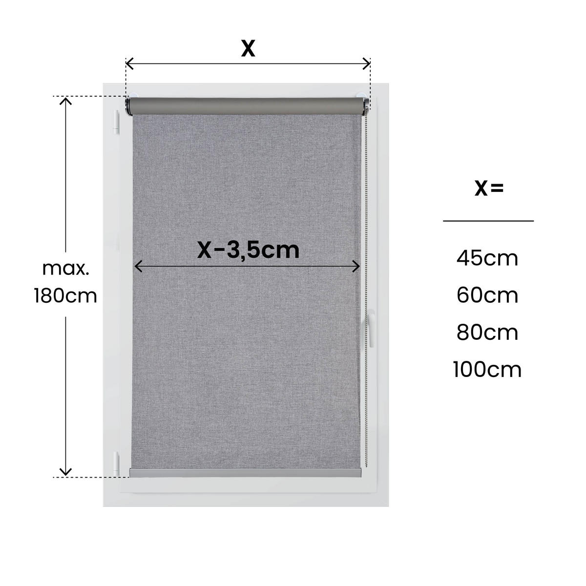 VERDUNKELUNGSROLLO Moon Plus Easyfix Grau 60x180 - Grau, Kunststoff (60/180/1cm) - STORESDECO