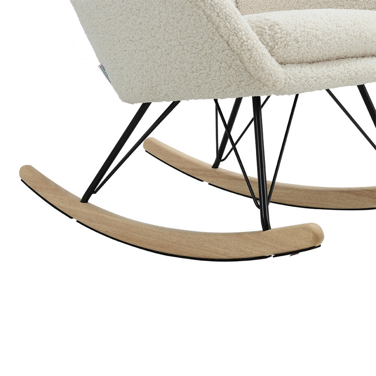 SCHAUKELSESSEL 72/98/100.5 cm Armlehnen Eisenrahmen Fleece Cremefarbe - Creme, Holz/Textil (72/100.5/98cm) - Livingandhome