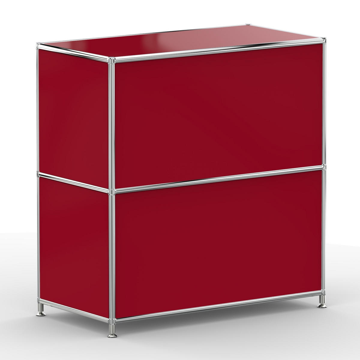 AKTENSCHRANK, 2 Klappen & Schloss, Breite 77 cm, Rubinrot - Chromfarben/Silberfarben, Metall (40/80.5/77.2cm) - Versee