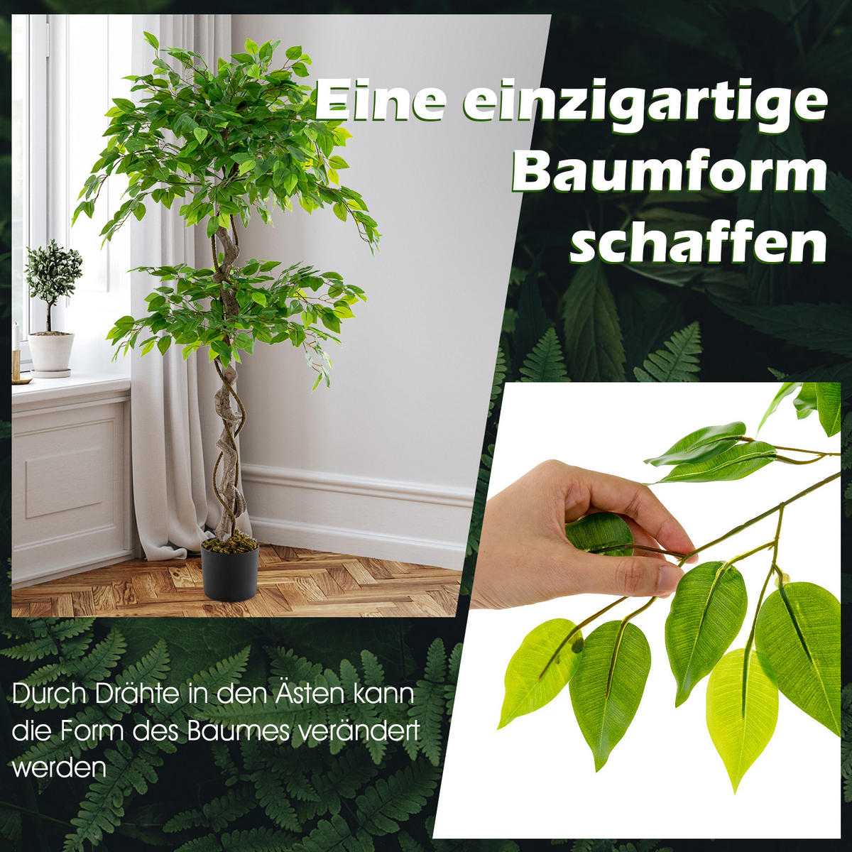 DEKOPFLANZE Grün - Grün, Kunststoff (150cm) - COSTWAY
