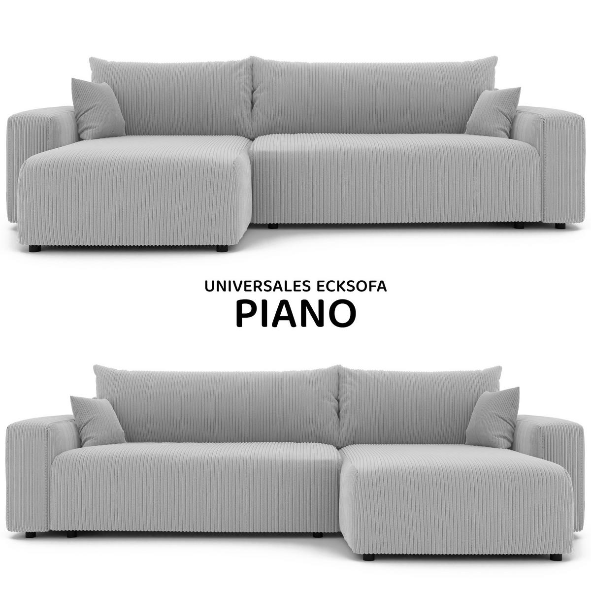 ECKSOFA mit Schlaffunktion und Bettkasten, Grau - Grau, Holzwerkstoff/Textil (145/278cm) - Idohome