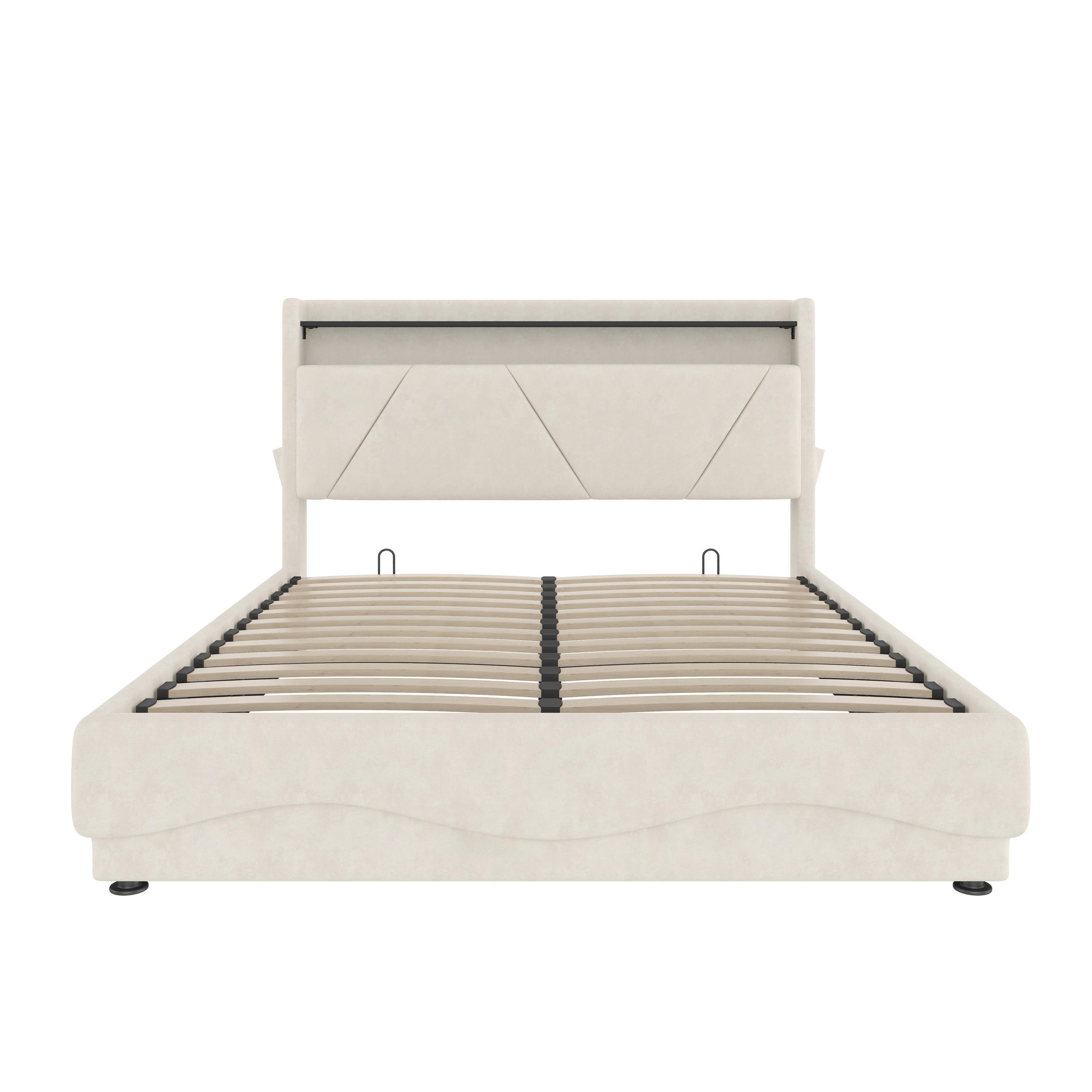 POLSTERBETT 140/200 cm in Beige mit Bettkasten, LED, USB und Regal Samt - Dunkelgrau, Holzwerkstoff/Textil (140/200cm) - STILVORA