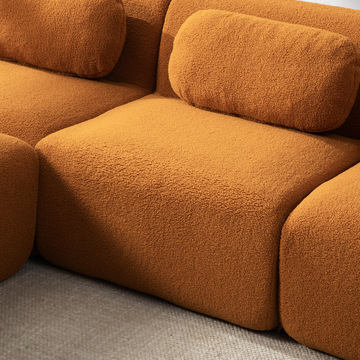 ECKSOFA Chenille Caramel rutschfest - Orange, Textil (271/177cm) - WISHDOR