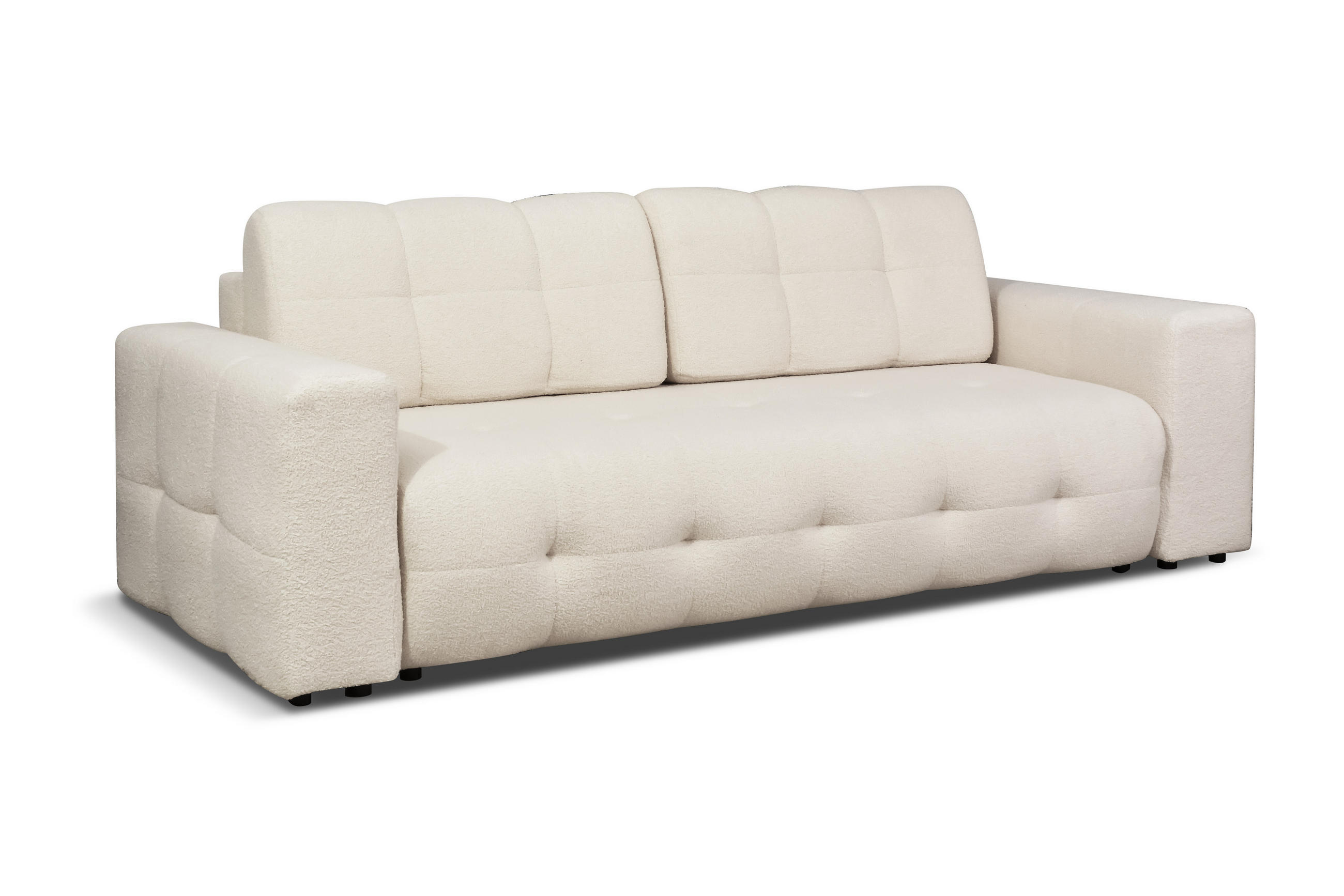 SCHLAFSOFA Avi Bouclé Creme - Bettkasten - 248x92x93 cm - Ecru, Holz/Holzwerkstoff (248/92/93cm) - Ravio