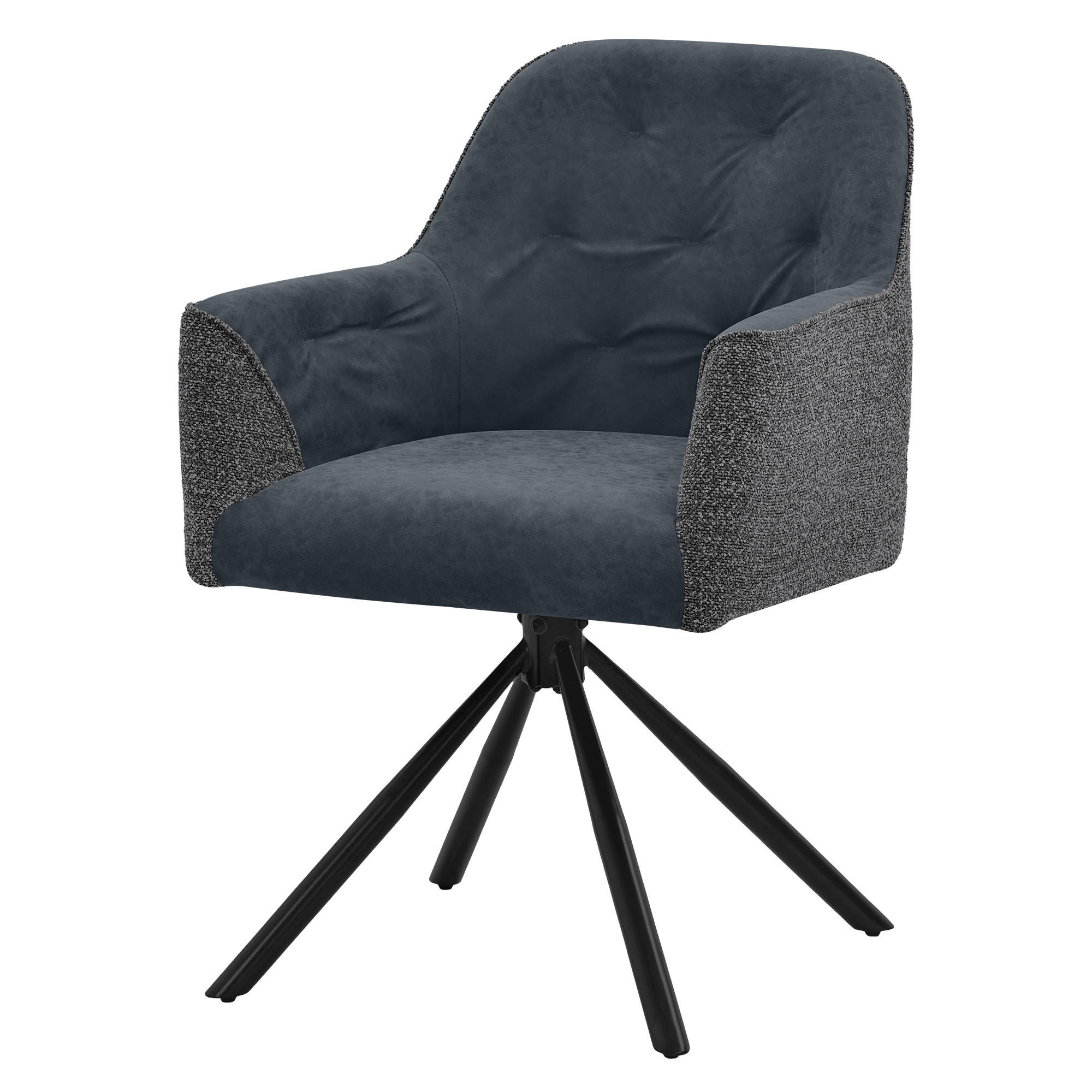 JÍDELNÍ ŽIDLE otočná kuchyňská židle čalouněná tkaninou a umělou kůží, antracitová - černá/antracitová, kov/textil (62/87/65cm) - ML-DESIGN
