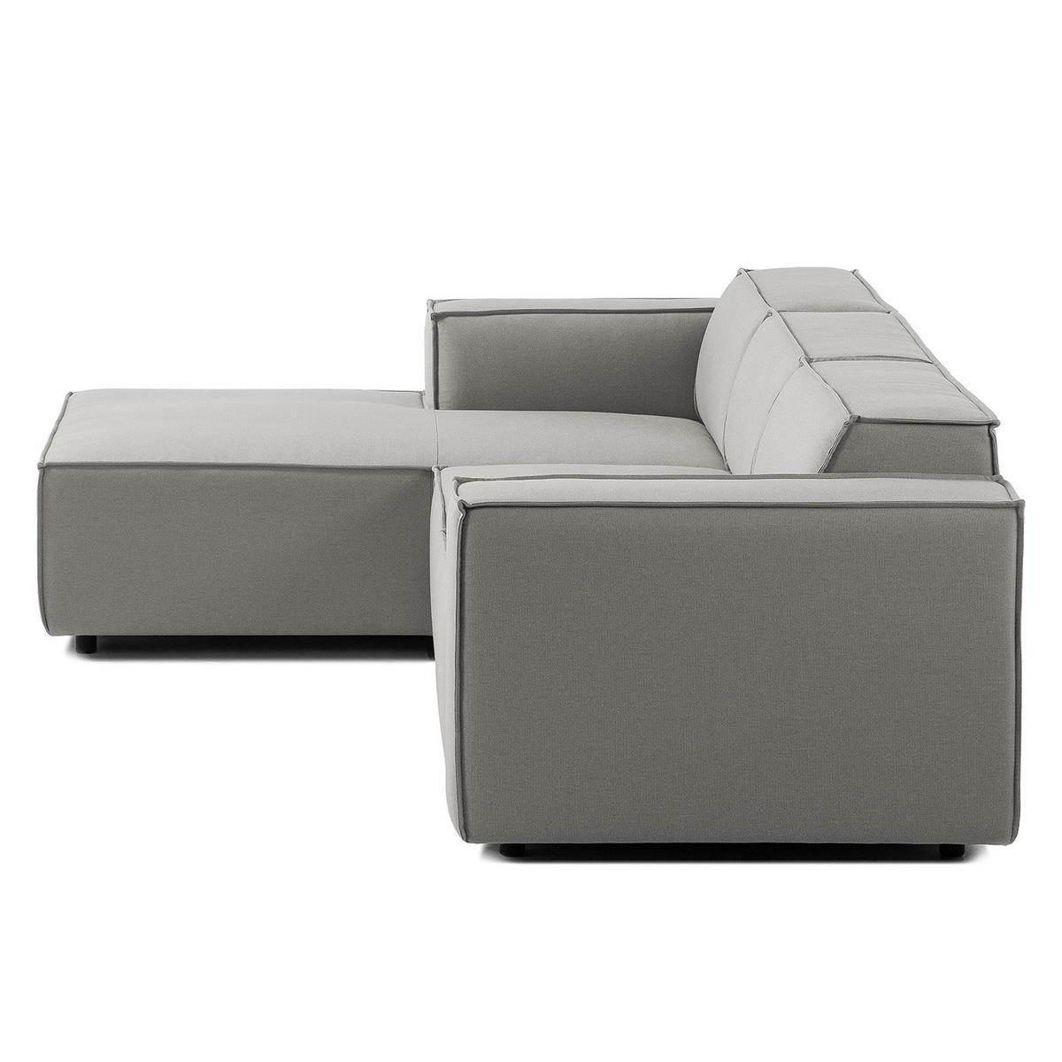 ECKSOFA mit Longchair - Graubraun/Schwarz, Kunststoff/Textil (260/177cm) - home24