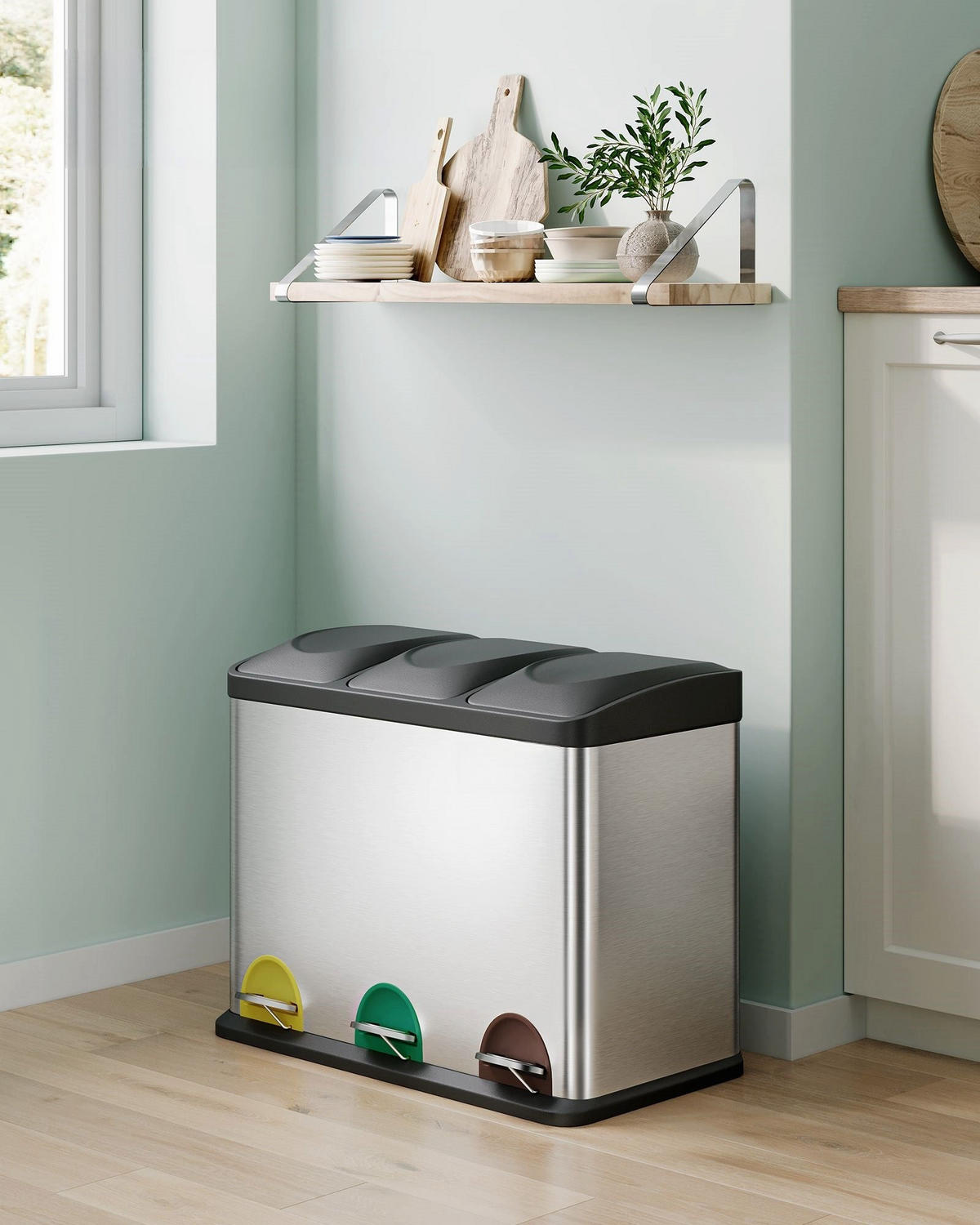 MÜLLEIMER Jakarta - Silberfarben, Kunststoff (60/48/33cm) - Hansiro