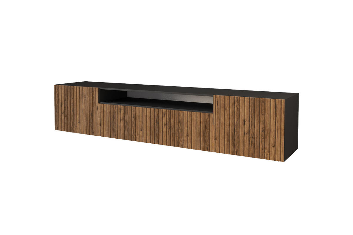 LOWBOARD KITO-W 200x40x41 cm - Schwarz / Katania - Eiche Wotan/Schwarz, Holzwerkstoff (200/40/41cm) - ALTDECOR