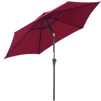 SONNENSCHIRM aus Aluminium Ø2,6xH2,35 m Rot mit Handkurbel & Knickfunktion - Rot, Metall (260/260cm) - Modfu