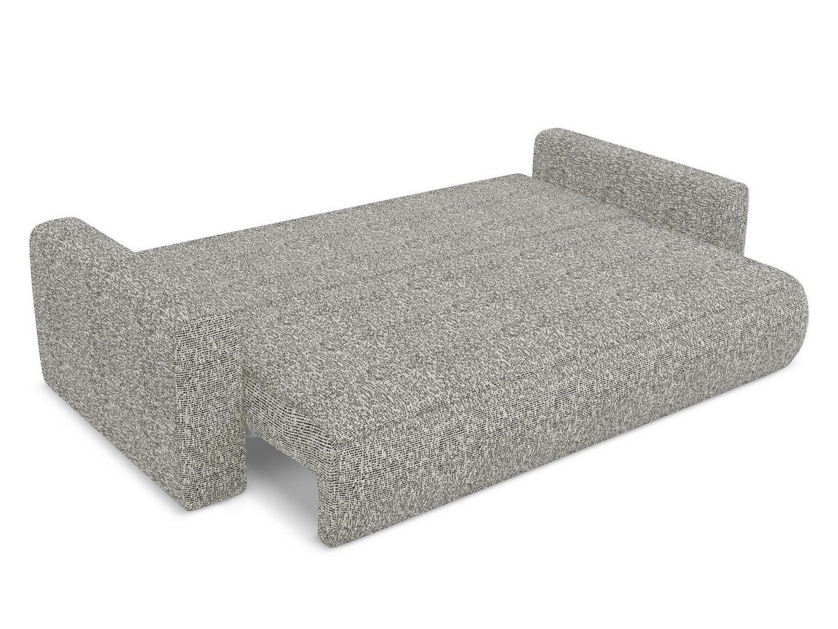 3-SITZER SOFA mit Schlaffunktion Strukturstoff Stoff Beige - Beige/Schwarz, Kunststoff/Textil (238/82/105cm) - Makamii