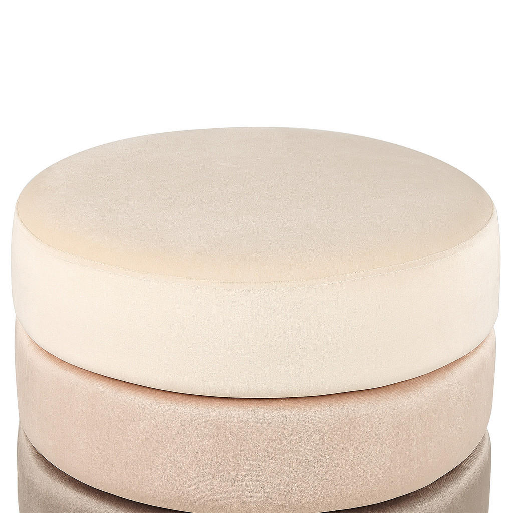 Thumbnail - Beliani Pouf, Beige, Textil, 1-Sitzer, Rund, 48x41x48 cm, Wohnzimmer, Hocker, Poufs