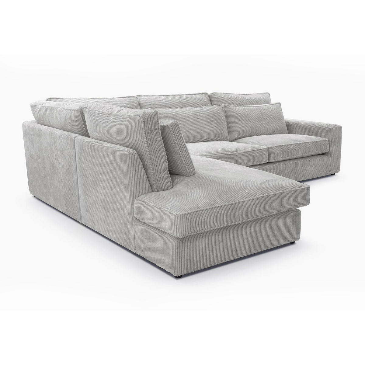 ECKSOFA Parma ohne Schlaffunktion, Cord-Stoff, Graubeige, Links - Hellgrau/Schwarz, Textil (314/224cm) - Beautysofa