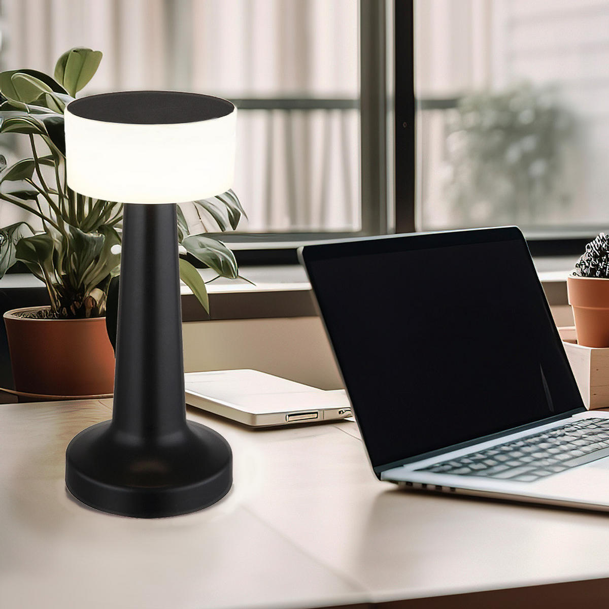 LED TISCHLEUCHTE ANGELIKA Schwarz 2er Set - Schwarz, Kunststoff (9.5/9.5/21.5cm) - Globo Lighting