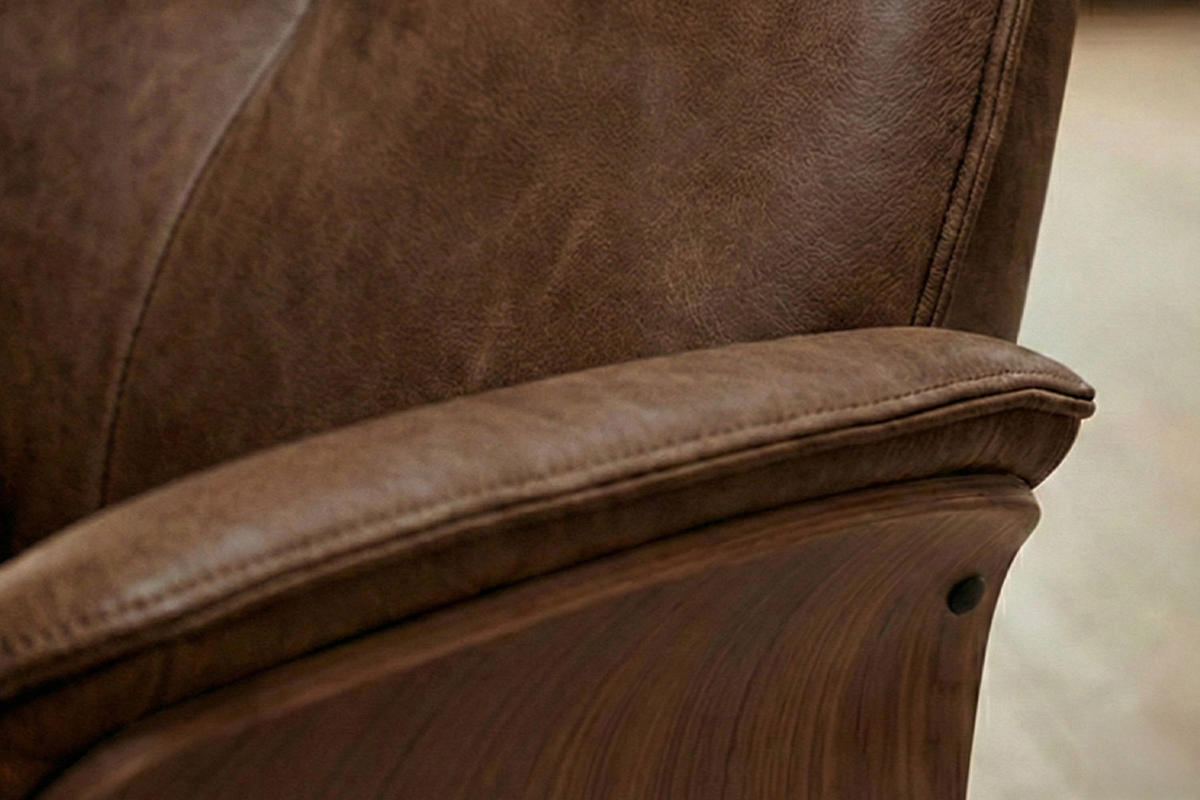 RELAXSESSEL FERREIRA Braun Lederfaserstoff Relaxfunktion - Schwarz/Braun, Leder/Metall (78/106/84cm) - KAWOLA