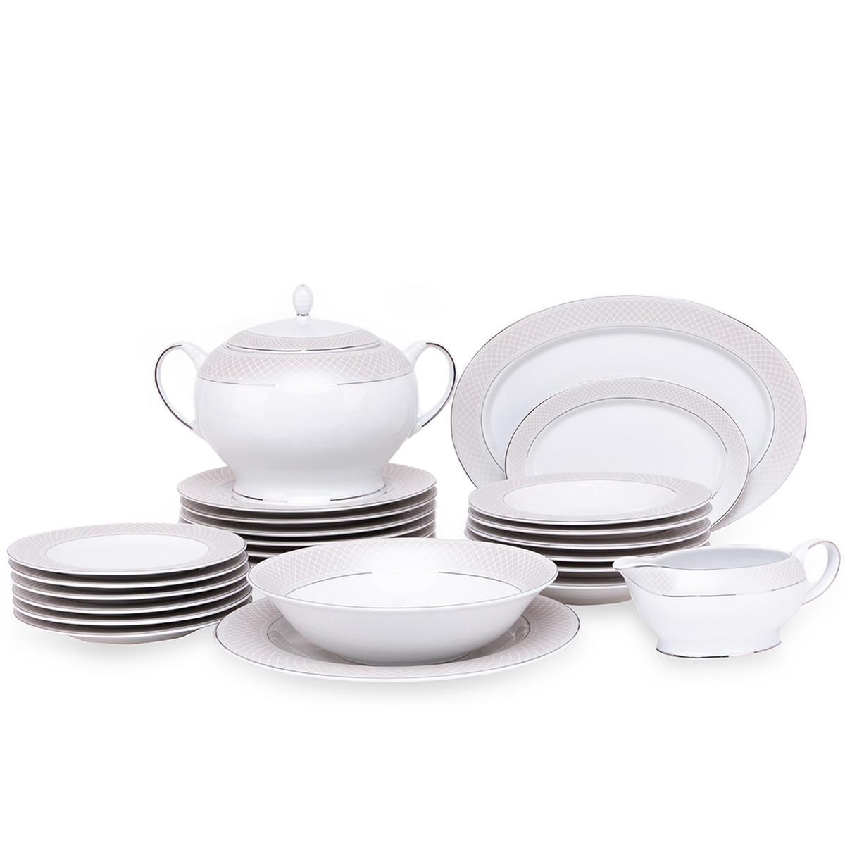 TAFELSERVICE SCANIA 6 Personen 24-tlg - Weiß, Keramik (27/9/27cm) - KONSIMO®