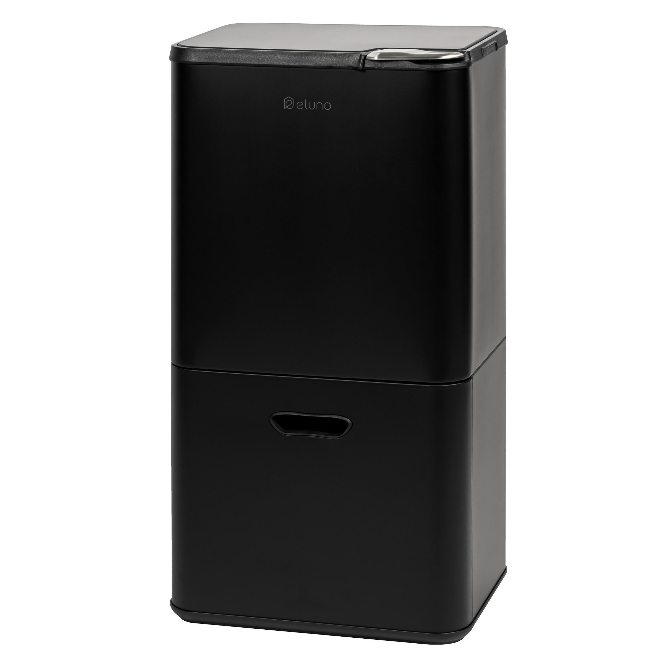 ABFALLEIMER, 58 Liter, aus Metall, schwarz - Schwarz, Metall (40.5/78/31cm) - eluno