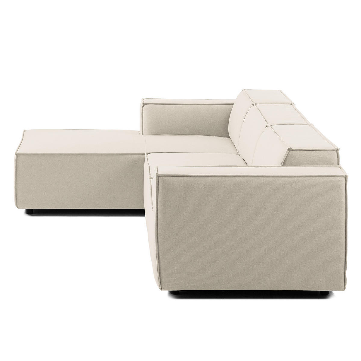 ECKSOFA mit Longchair - Schwarz/Weiß, Kunststoff/Textil (294/177cm) - home24