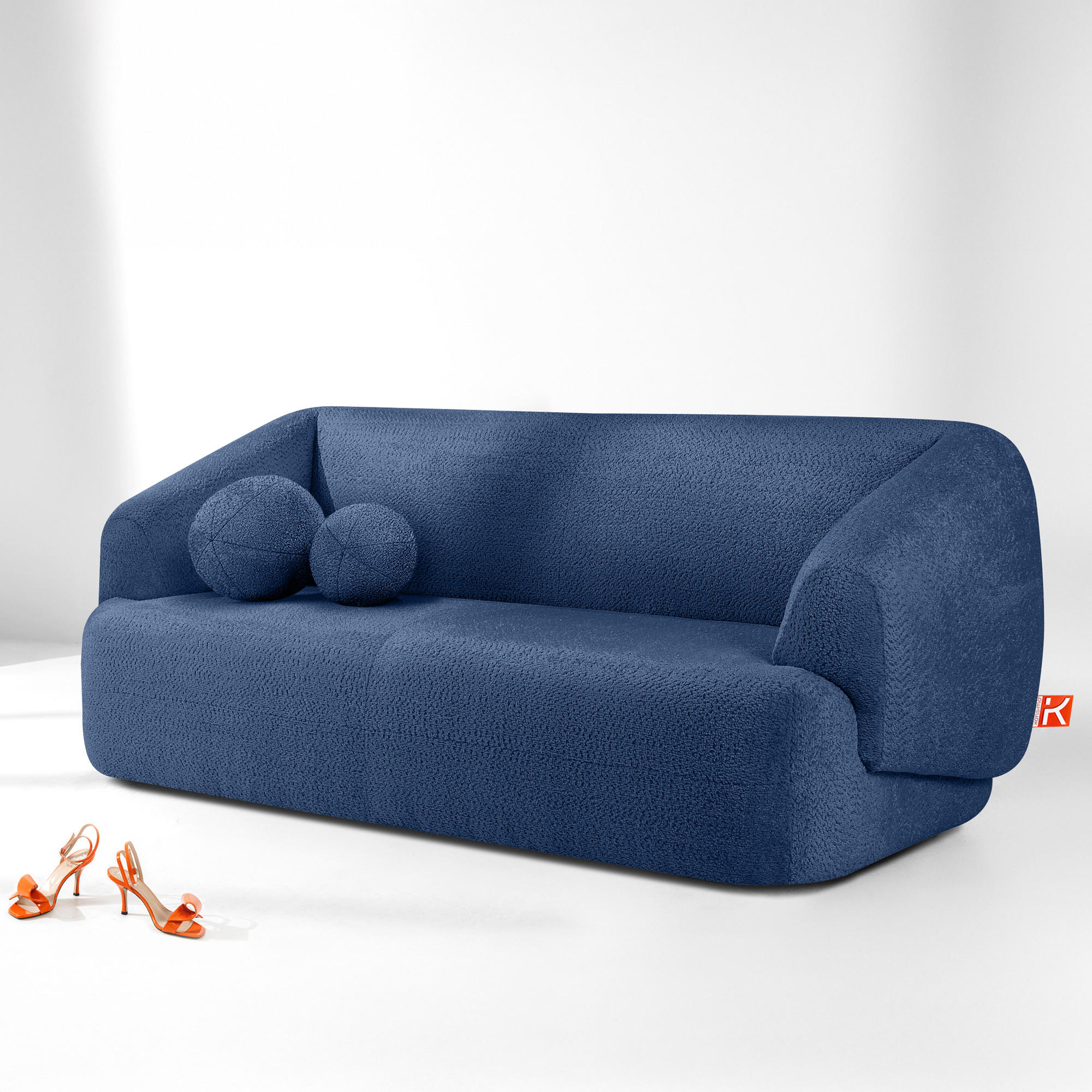 EINZELSOFA VIRA, Blau, Chenille - Blau/Schwarz, Holz/Holzwerkstoff (210/84/100cm) - KONSIMO®