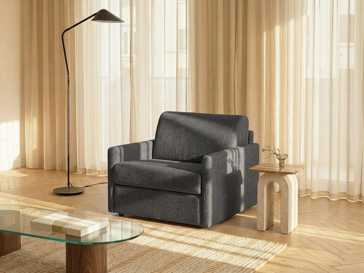 SCHLAFSESSEL - 1 Person - stoff - grau Calife - Grau, Textil (104/85/95cm) - Vente-Unique