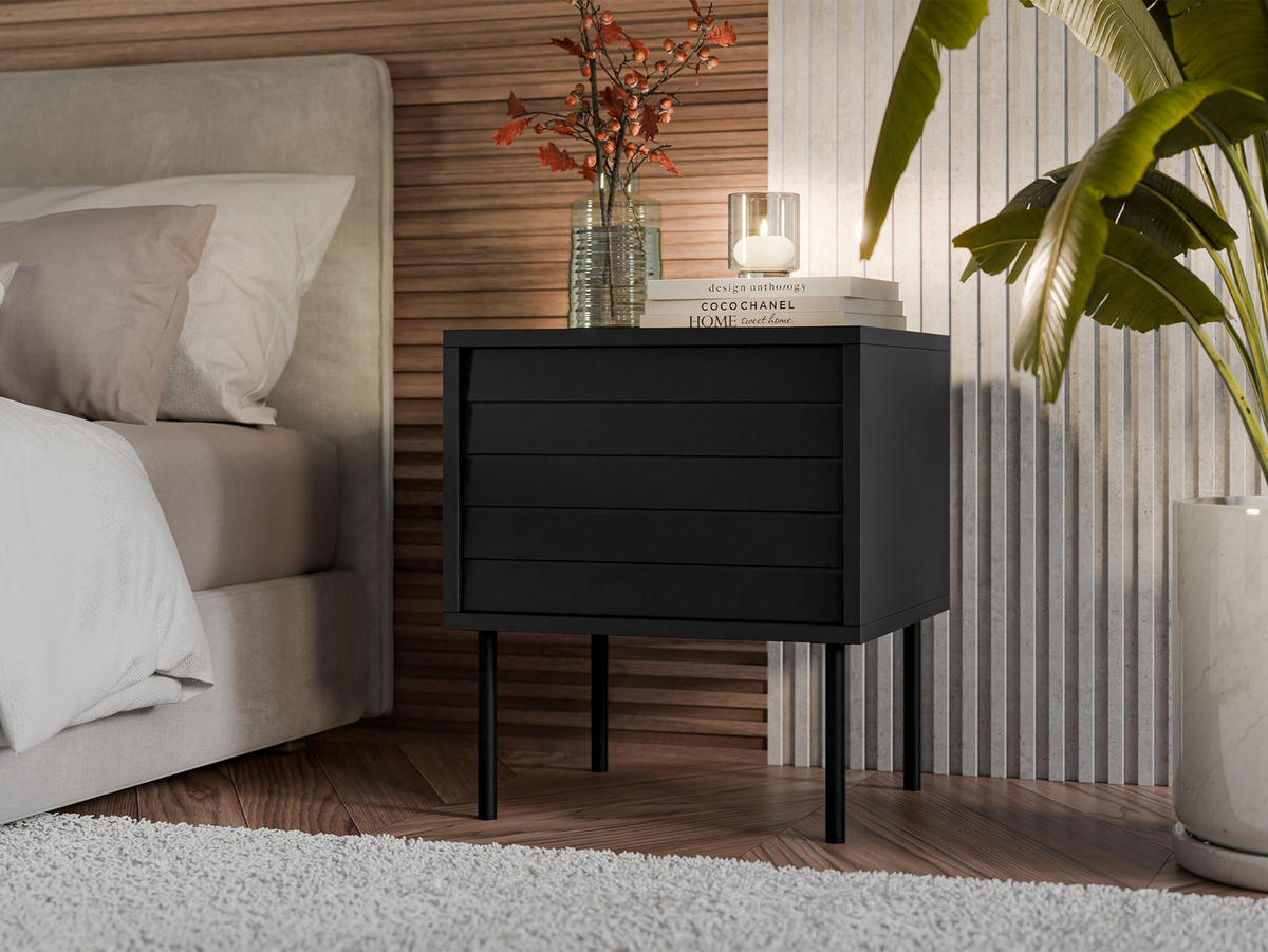 NACHTTISCHE-SET Cortina - Schwarz, Holzwerkstoff/Metall (45/51/40cm) - MIRJAN24