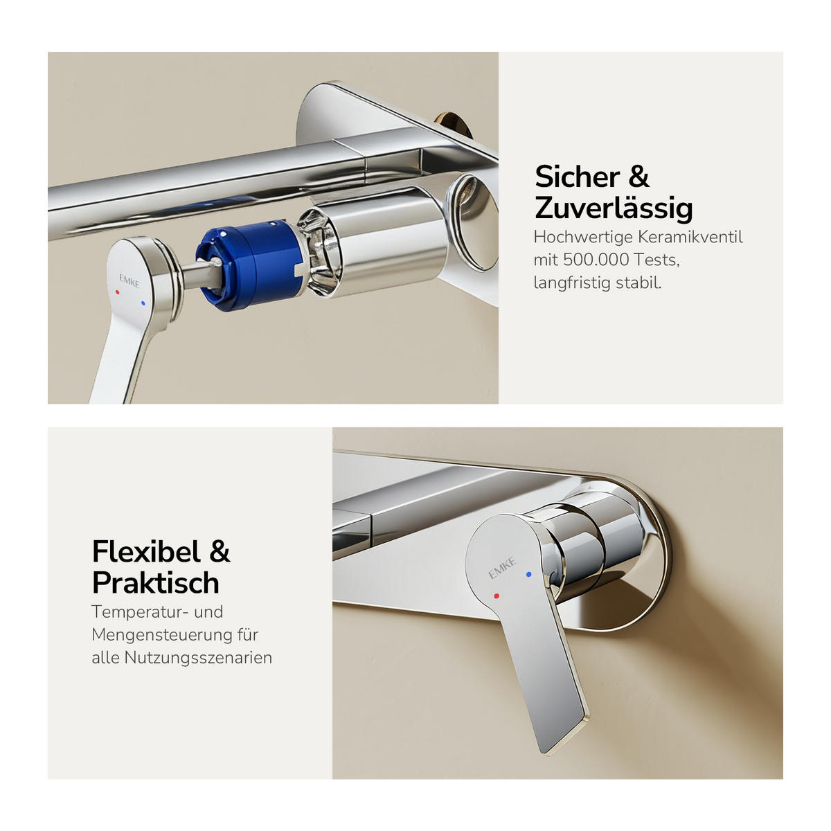 WASCHTISCHARMATUR mit Luftsprudler Messing verchromt - Chromfarben, Metall (21/7/28.8cm) - EMKE