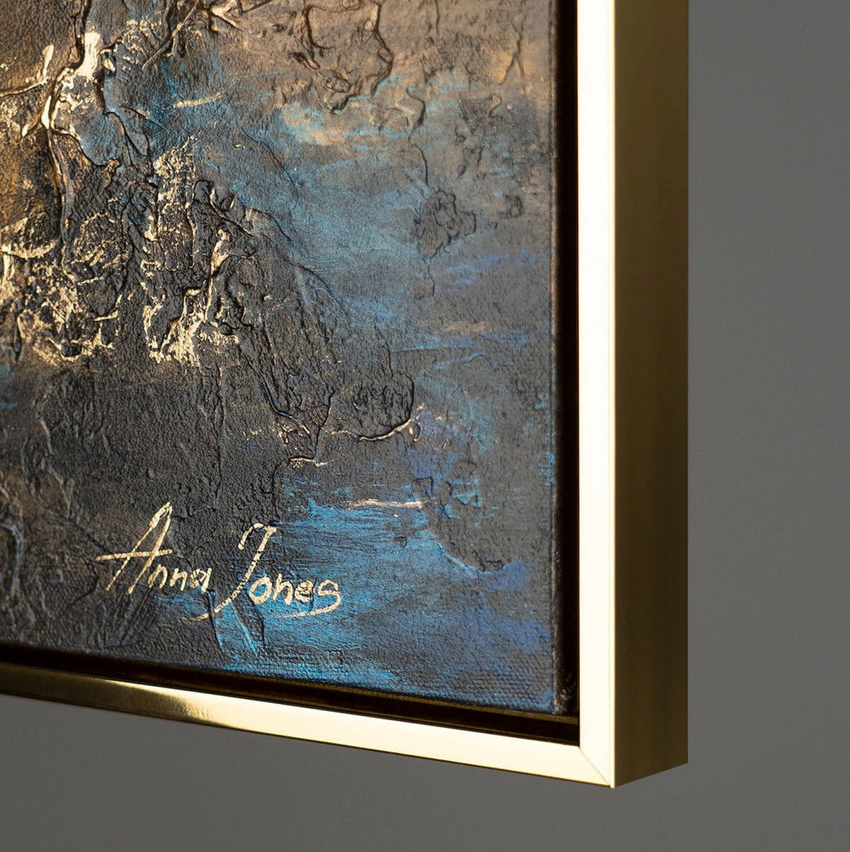 GEMÄLDE Stille Morgendämmerung Schattenfugenrahmen Gold 120x80 cm - Goldfarben, Holz (120/80cm) - YS-art gallery