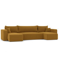 WOHNLANDSCHAFT mit Schlaffunktion und Bettkasten, Senfgelb - Currygelb/Gelb, Kunststoff/Textil (318/79/145cm) - Idohome