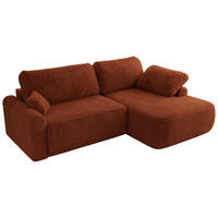 ECKSCHLAFSOFA CUBO L Orange Plüsch - rechts - Schwarz/Orange, Kunststoff/Textil (187/273cm) - MKS