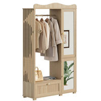 ŠATNÍ skříň 115,5/38,5/194,5 cm dubová z MDF s otevřeným věšákem a zrcadlem - barva dubu, kompozitní dřevo (115.5/194.5/38.5cm) - OKWISH