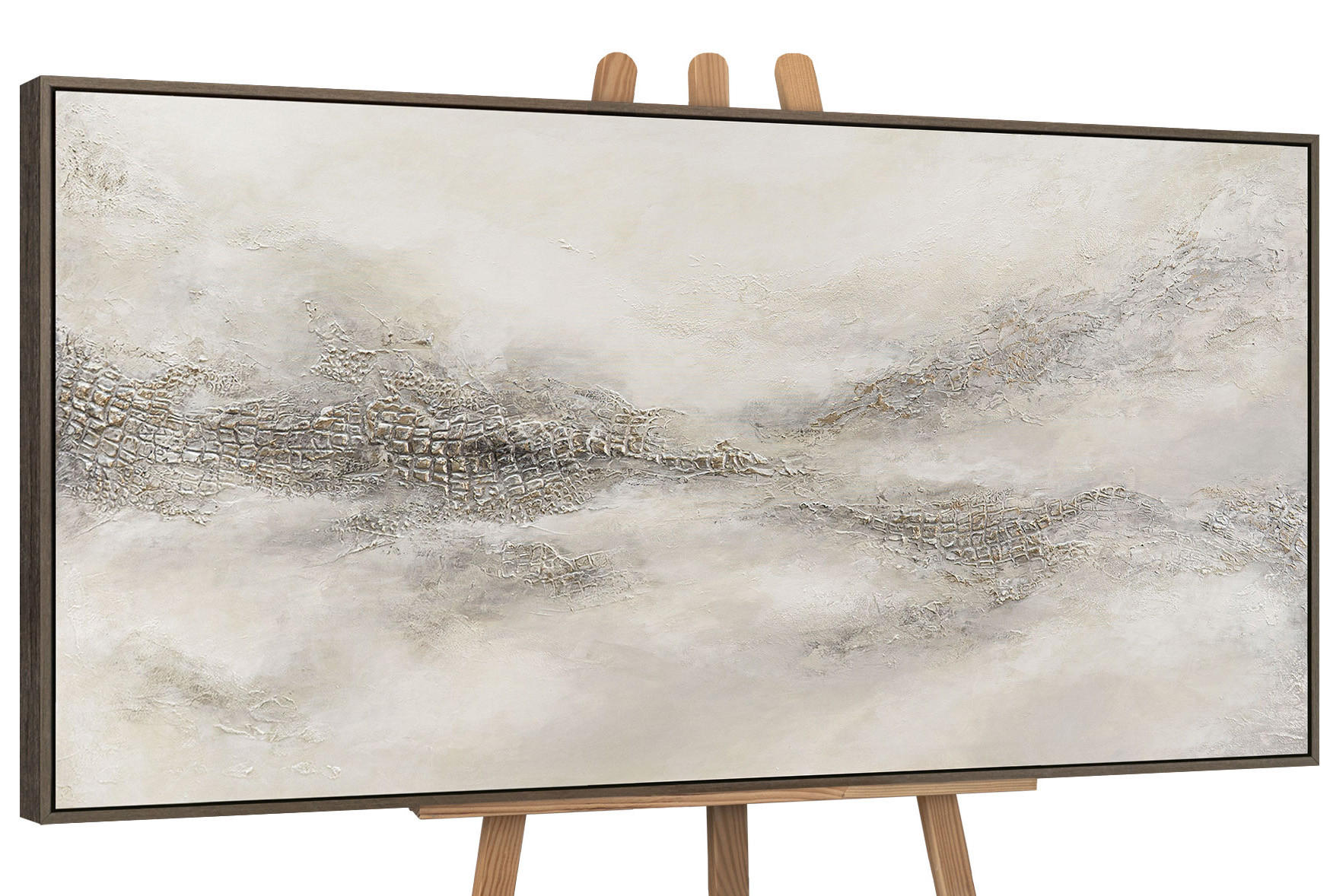 GEMÄLDE Nebulöse Ferne Schattenfugenrahmen Grau 160x80 cm - Grau, Holz (160/80cm) - YS-art gallery