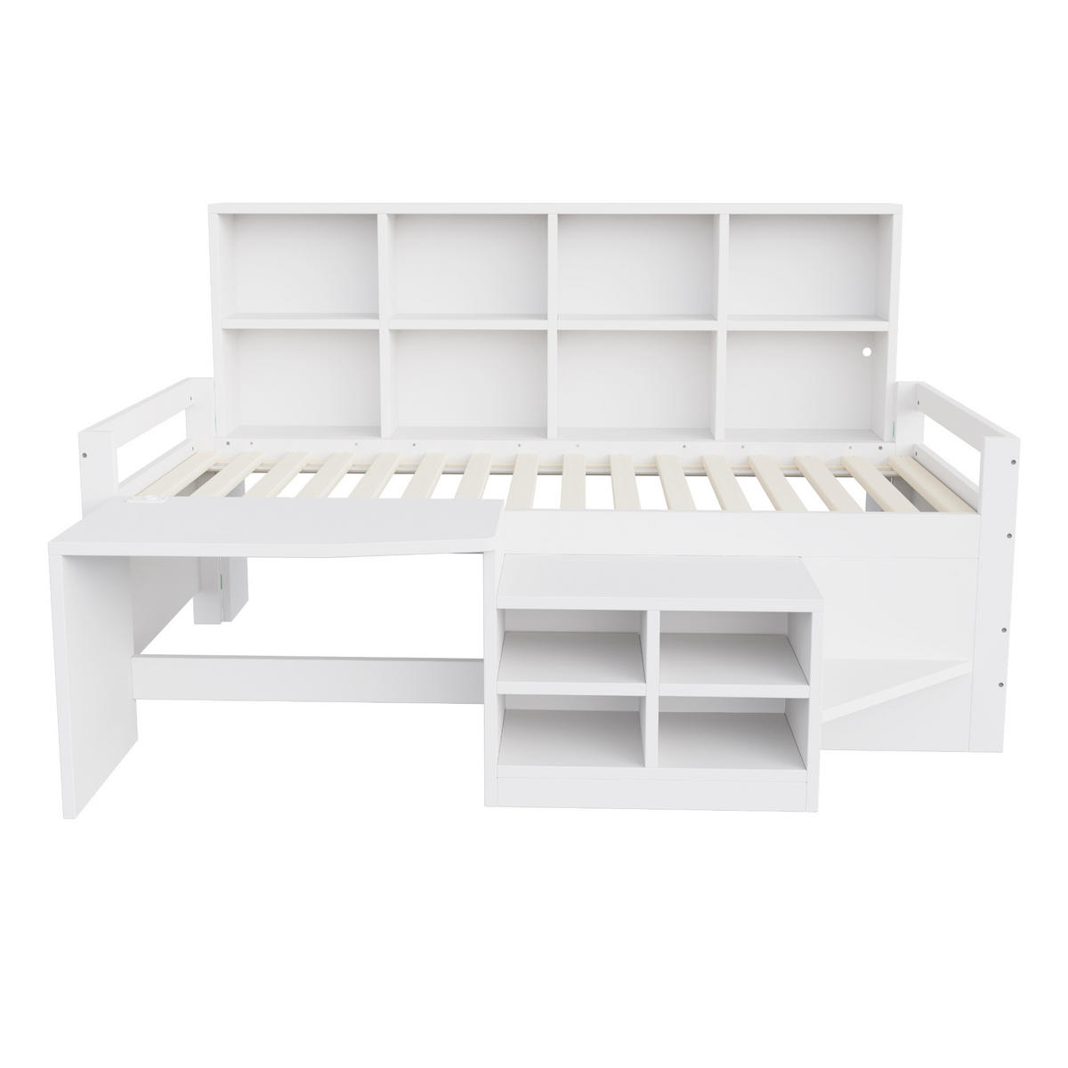 MULTIFUNKTIONSBETT mit Schreibtisch 90x200 cm Holz White - Weiß, Holz (90/200cm) - Meubliv